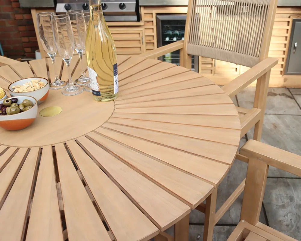 Roma 100cm Round Sunray High Bar Table with 4 Roma Rope Bar Stools