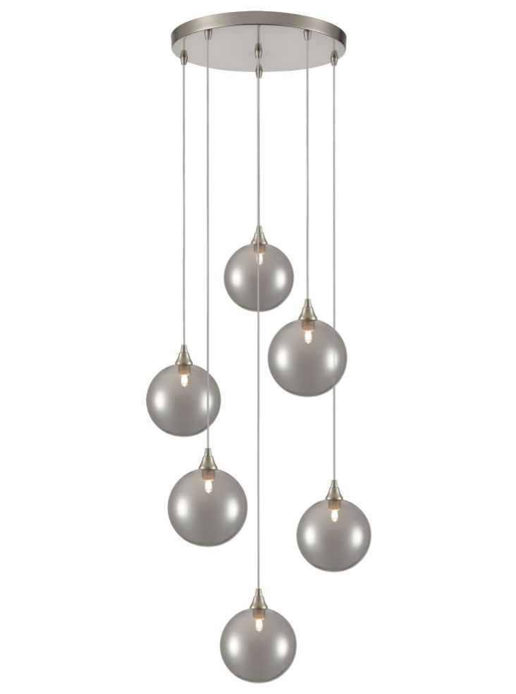 Galaxy 6 Light Spreader in satin nickel with smoked glass