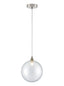 Galaxy single pendant in satin nickel with clear glass
