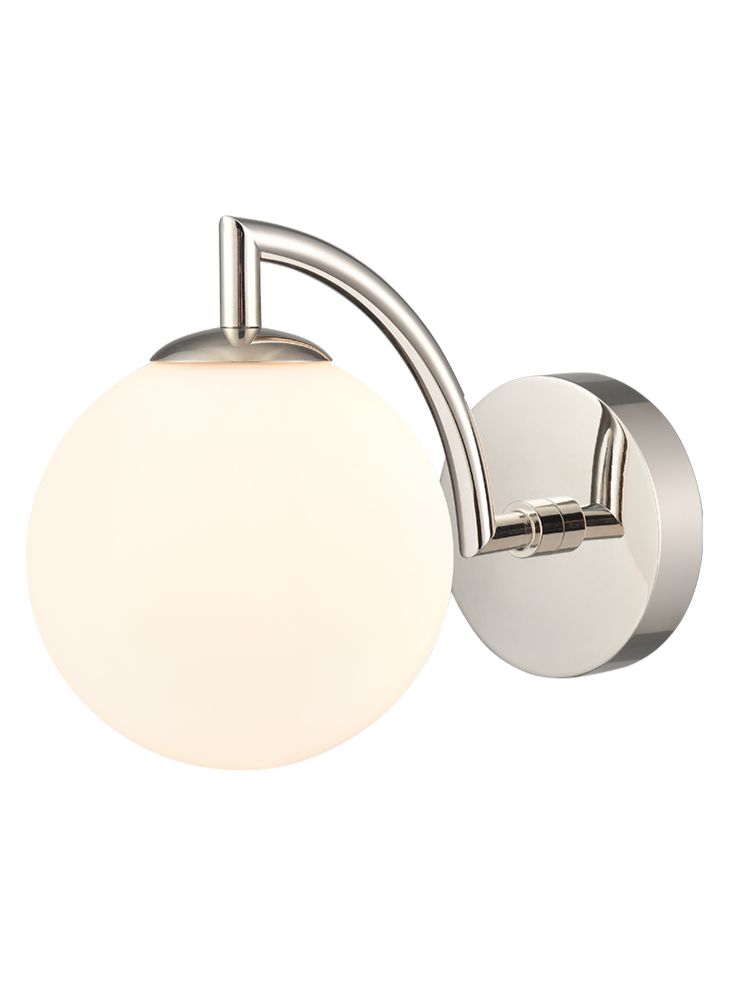 Globe Wall Light polished nickel with matt opal glass