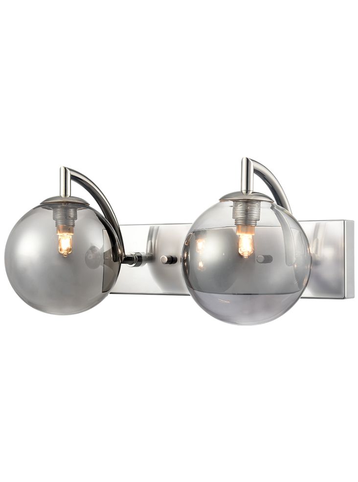 Globe 2lt Wall Light polished nickel with smoked glass