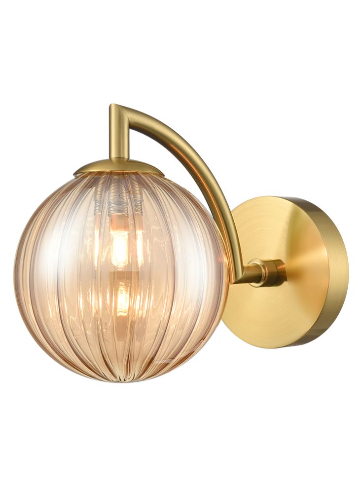 Globe Wall Light aged brass with amber glass - Brass