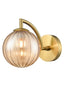 Globe Wall Light aged brass with amber glass - Brass