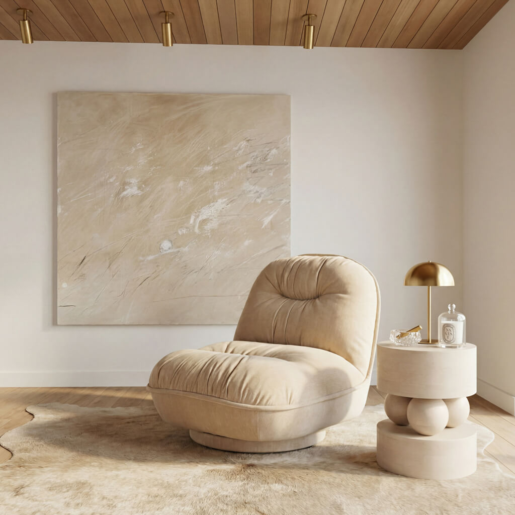 Gray Natural Swivel Chair