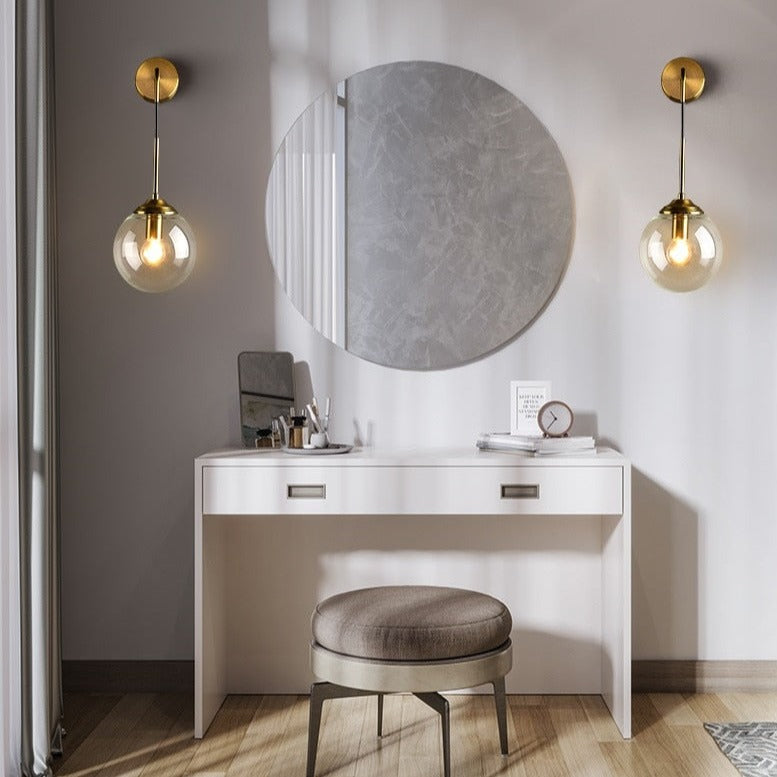 Sizzle Mid-Century Glass Globe Hanging Wall Light - Amber/Smoke/Clear.