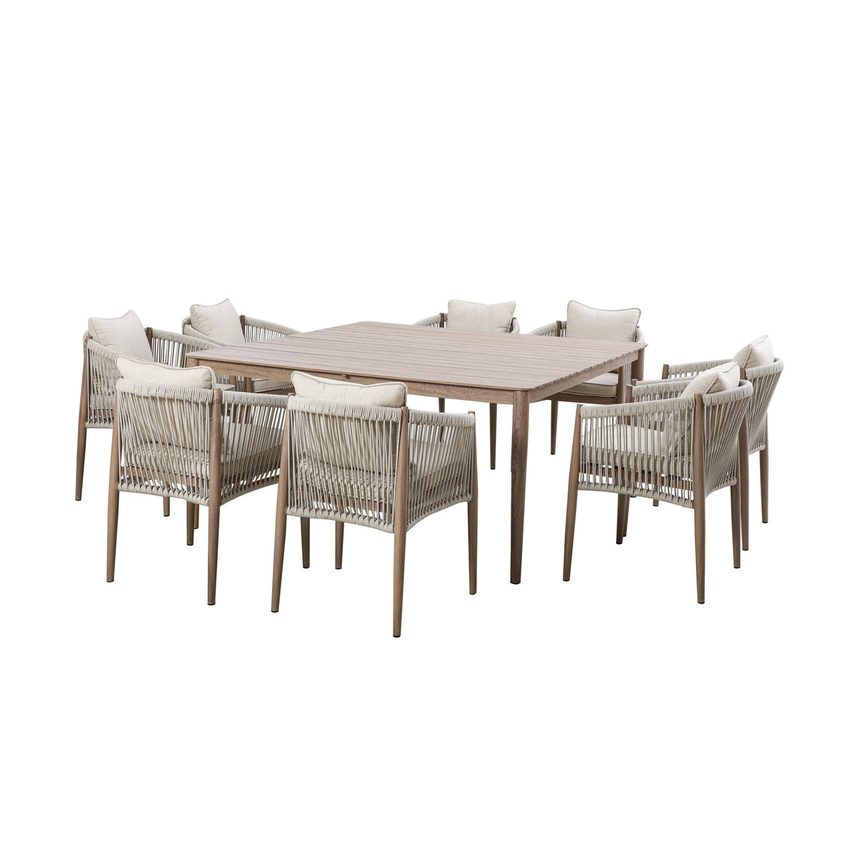 Havana 8 Seat Square Dining Set - Natural Linen