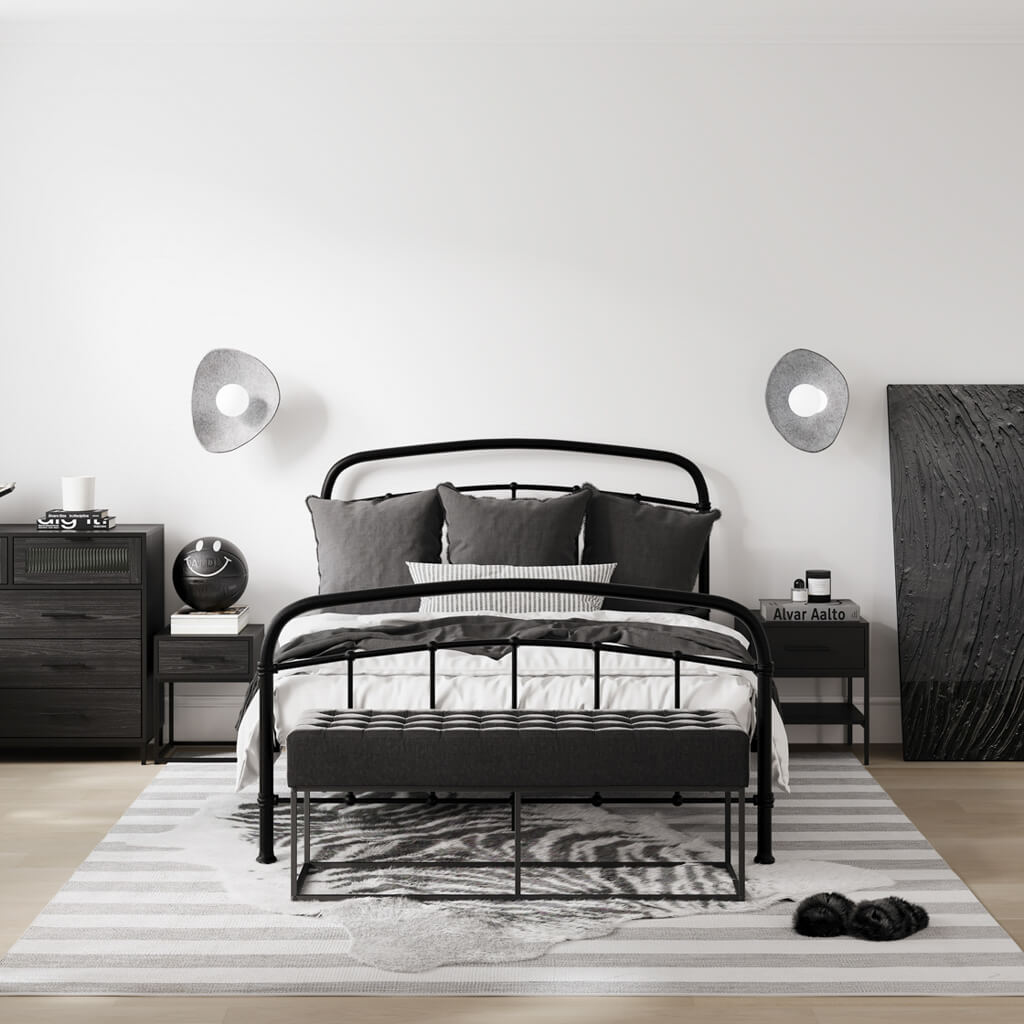 Halston Black Double Bed