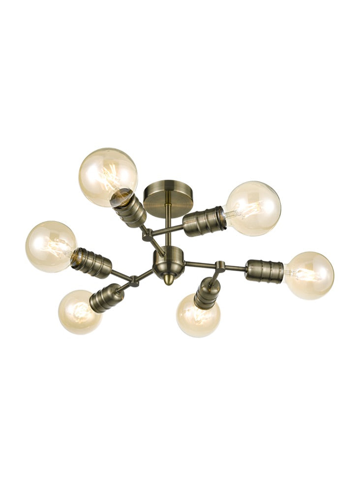 Impact 6 light Fitting - Antique Brass
