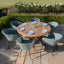Jakarta Teak Round Dining Table With Ambition Dining Chairs - Sage Green