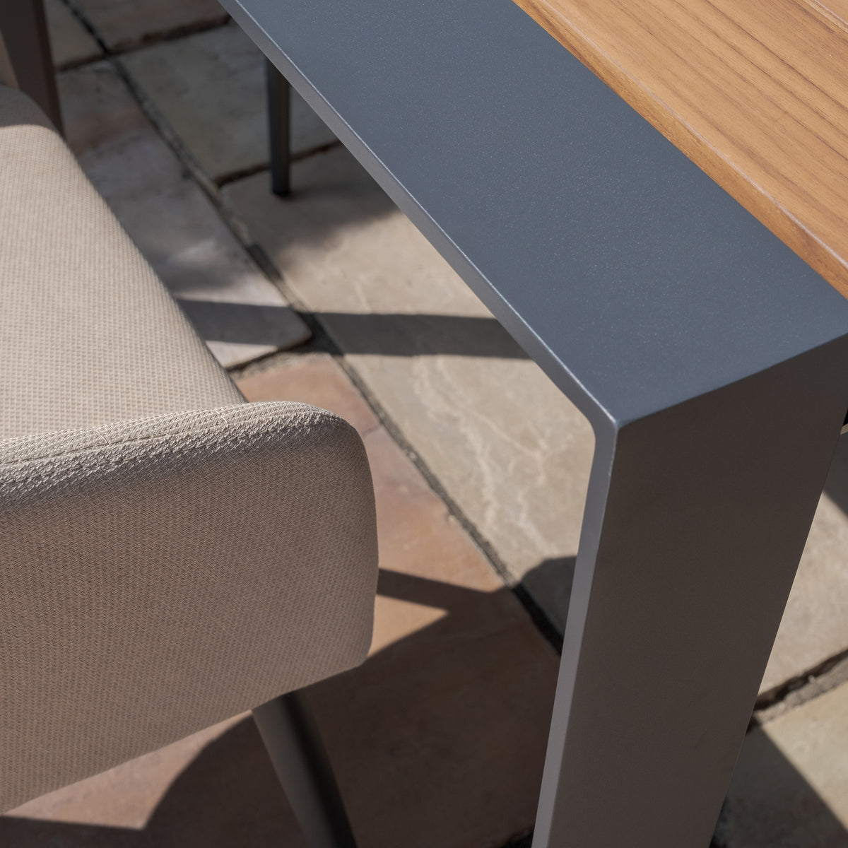 Jakarta Teak Rectangular Extending Dining Table With Ambition Dining Chairs - Oatmeal