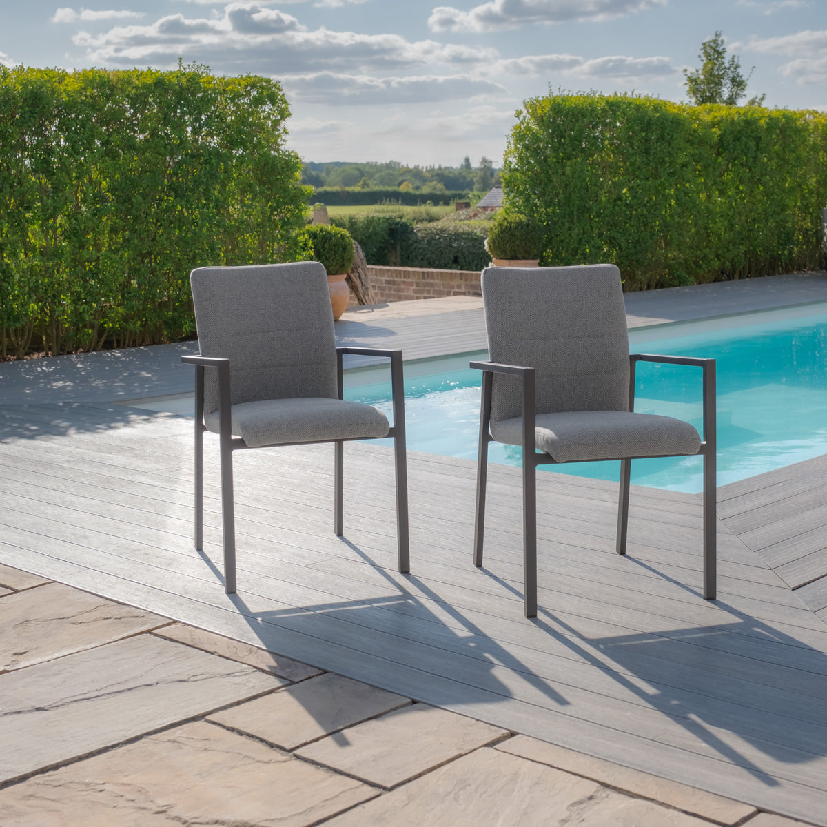 Jakarta Teak Rectangular Extending Dining Table With Ibiza Dining Chairs - Zinc Grey