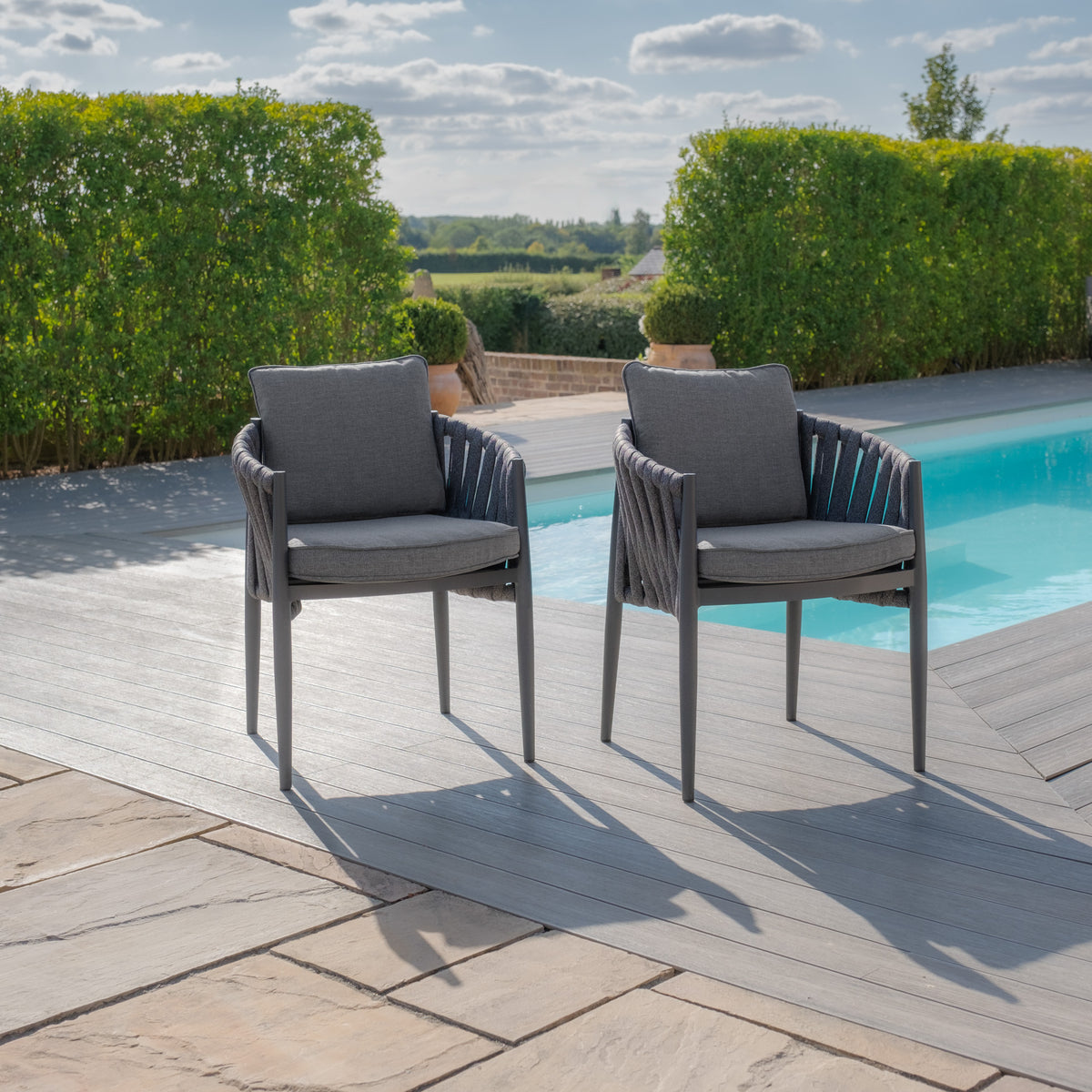 Jakarta Teak Rectangular Extending Dining Table With Milan Dining Chairs - Charcoal