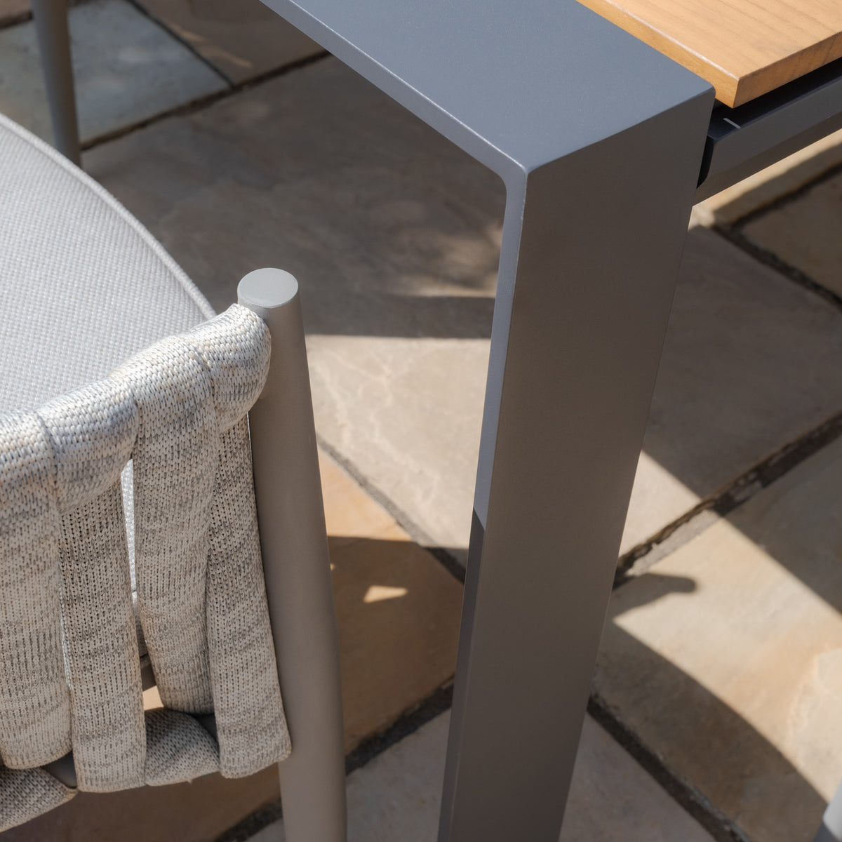 Jakarta Teak Rectangular Extending Dining Table With Milan Dining Chairs - Cool Linen