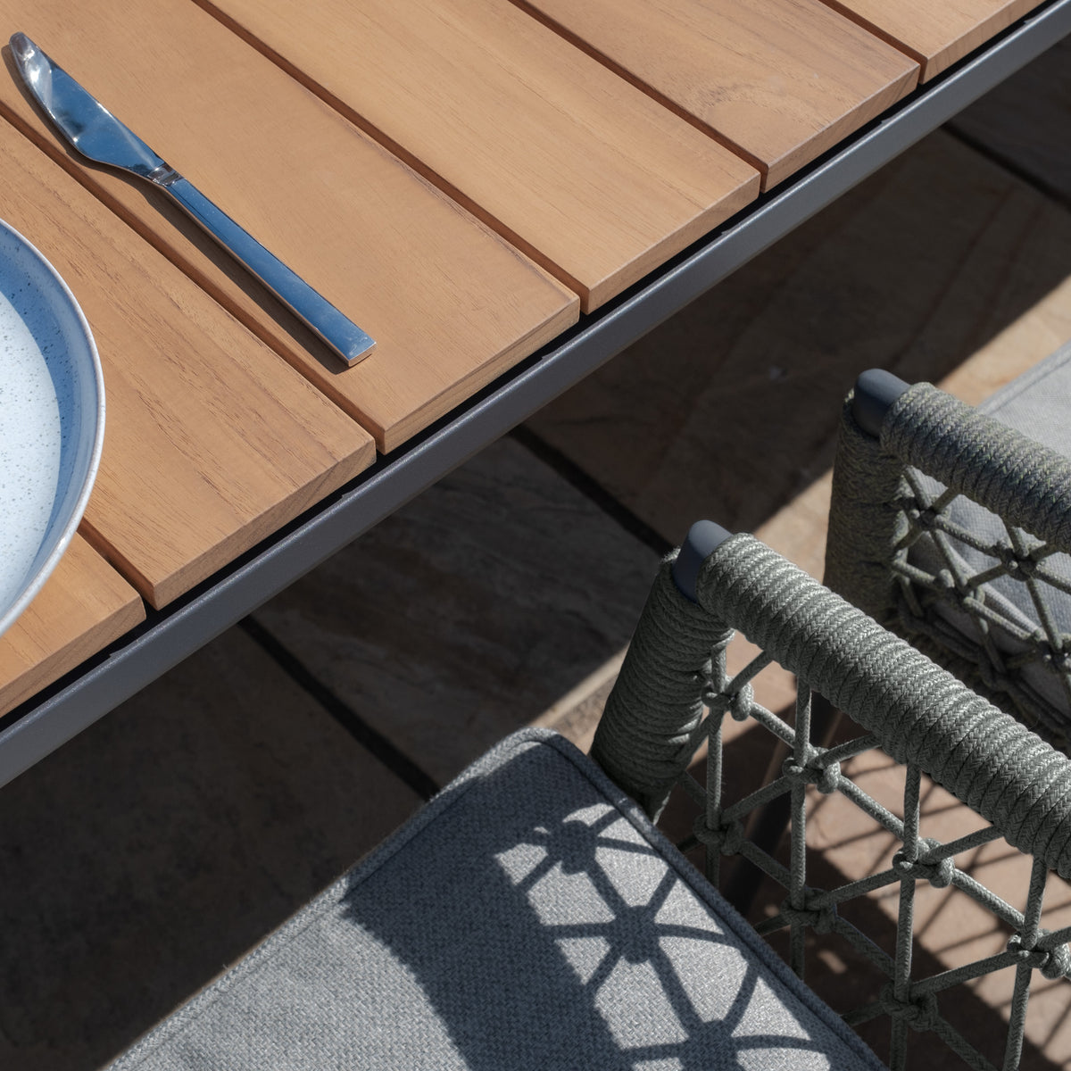 Jakarta Teak Rectangular Extending Dining Table With Monaco Dining Chairs - Ivy Green
