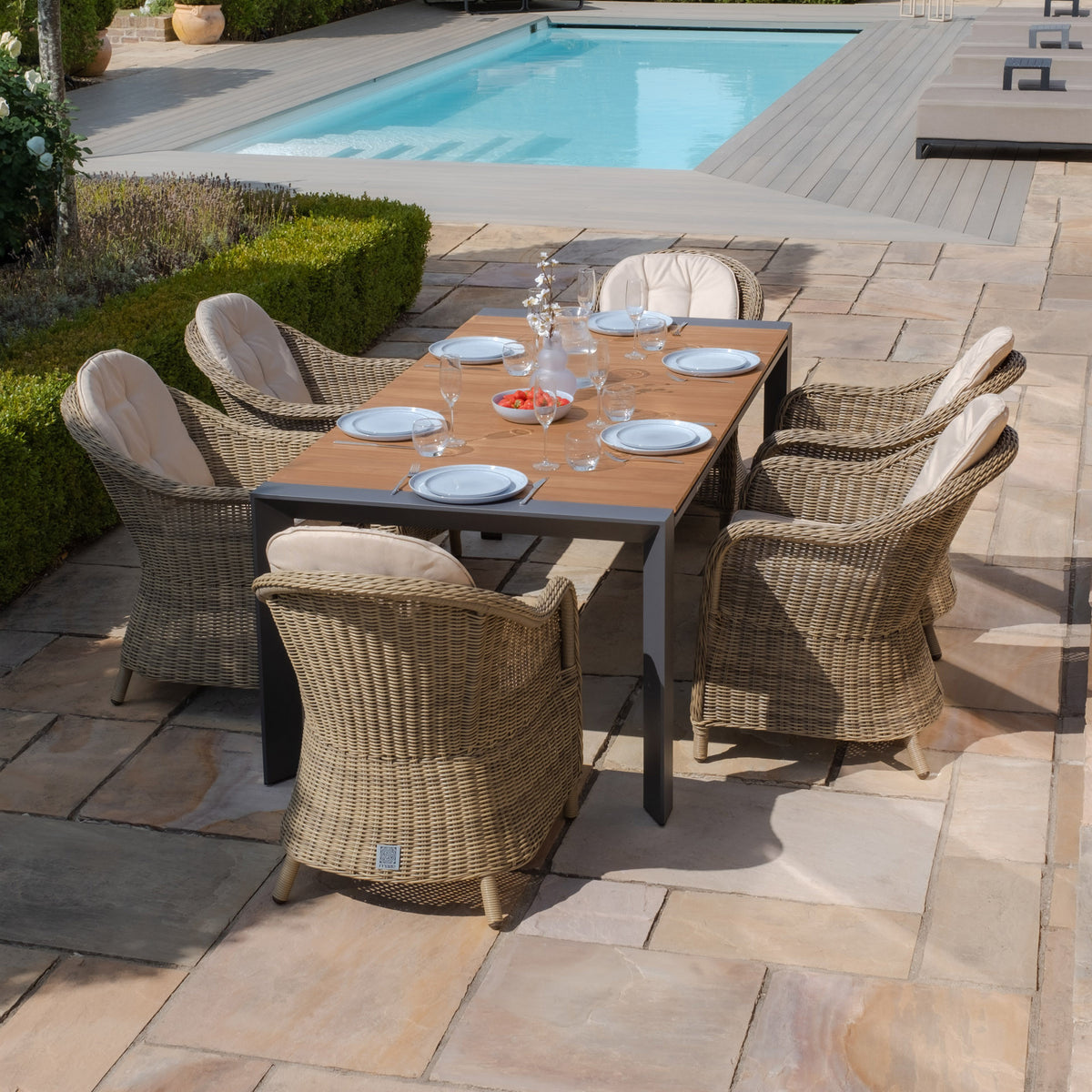 Jakarta Teak Rectangular Extending Dining Table With Winchester Heritage Dining Chairs