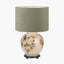 Classic Rose Large Glass Table Lamp Base with Edward 40cm Pistachio Green Linen Cylinder Lampshade