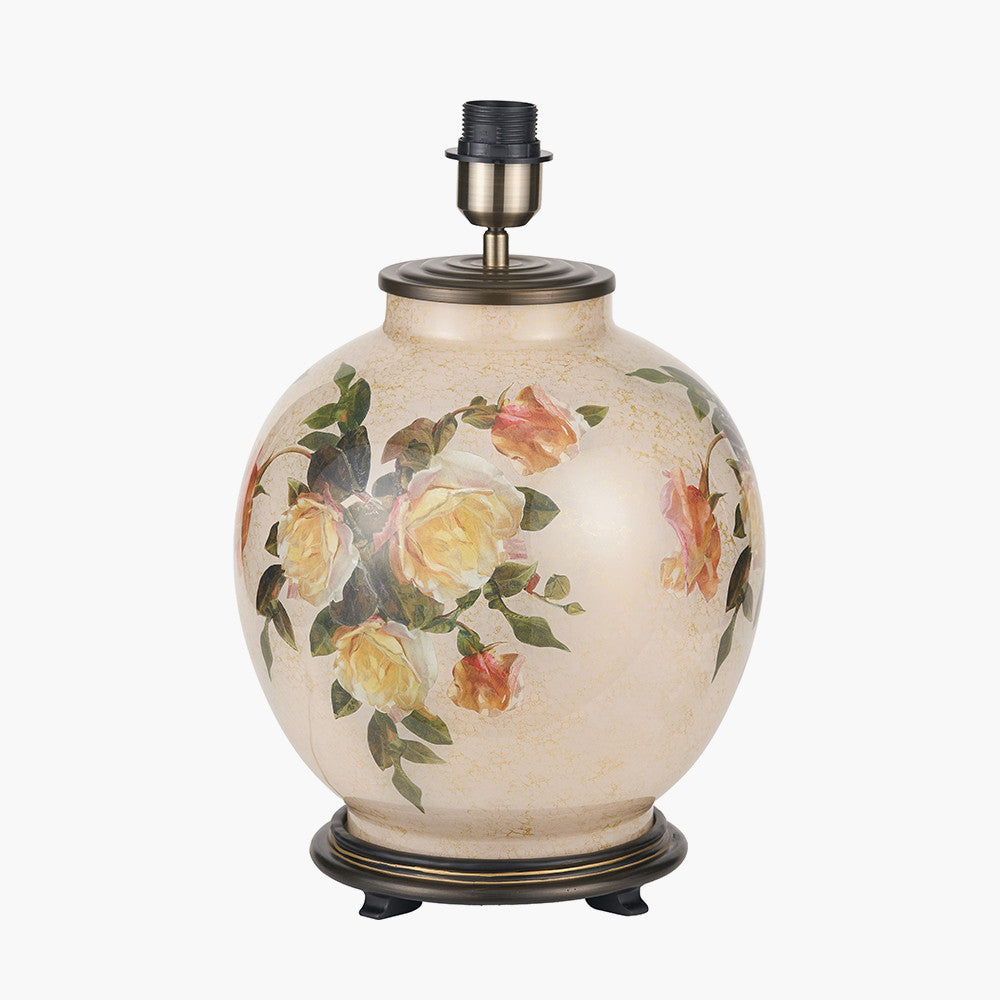 Classic Rose Large Glass Table Lamp Base with Edward 40cm Pistachio Green Linen Cylinder Lampshade