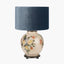 Classic Rose Large Glass Table Lamp Base with Bow 40cm Slate Velvet Cylinder Lampshade