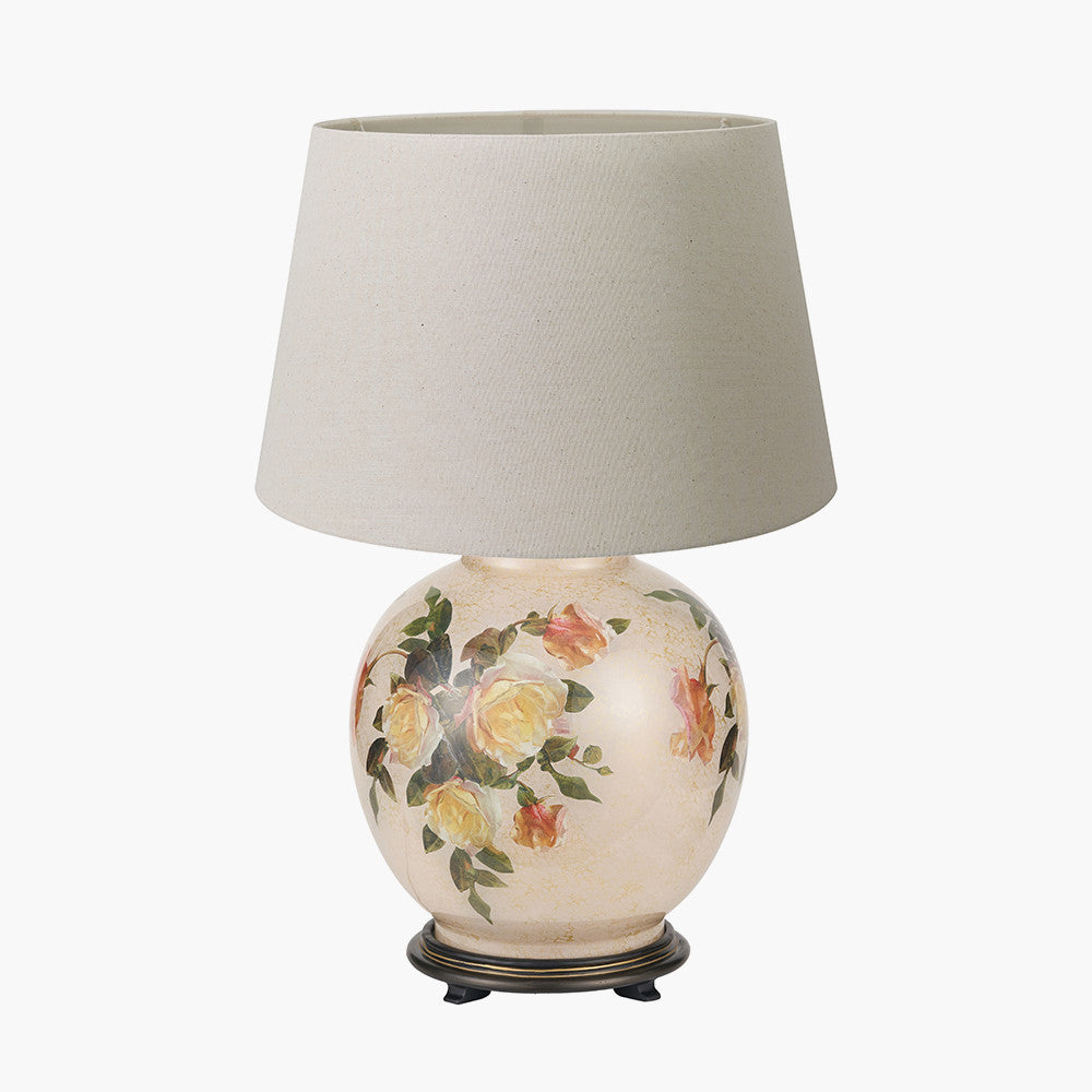 Classic Rose Large Glass Table Lamp Base with Coast 40cm Cream Calico Tapered Lampshade