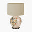 Classic Rose Large Glass Table Lamp Base with Lino 40cm Cream Self Lined Linen Cylinder Lampshade