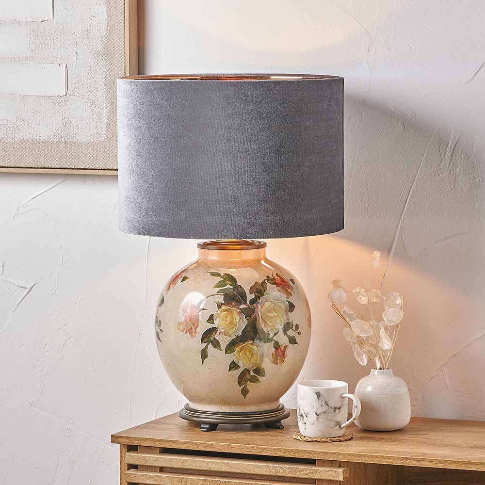 Classic Rose Large Glass Table Lamp