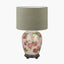 Hellebore Medium Glass Table Lamp Base with Edward 35cm Pistachio Green Linen Cylinder Lampshade