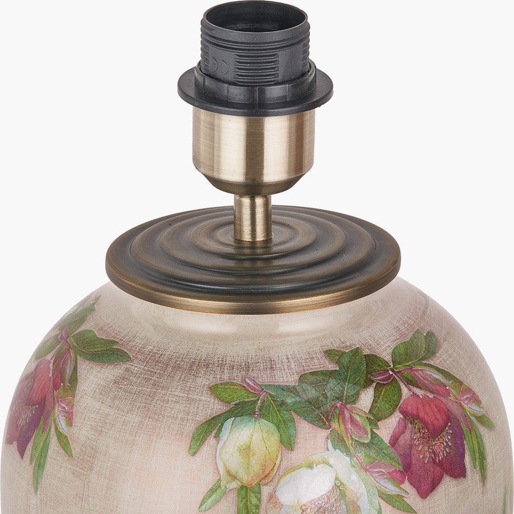 Hellebore Medium Glass Table Lamp Base with Edward 35cm Pistachio Green Linen Cylinder Lampshade