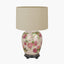 Hellebore Medium Glass Table Lamp Base with Lino 35cm Cream Self Lined Linen Cylinder Lampshade
