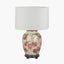 Hellebore Medium Glass Table Lamp Base with Lino 35cm White Self Lined Linen Cylinder Lampshade