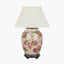Hellebore Medium Glass Table Lamp Base with Bacall 40cm Almond Silk Knife Pleat Empire Lampshade