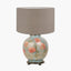 Coral Peony Large Glass Table Lamp Base with Edward 40cm Natural Linen Cylinder Lampshade