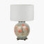 Coral Peony Large Glass Table Lamp Base with Lino 40cm White Self Lined Linen Cylinder Lampshade