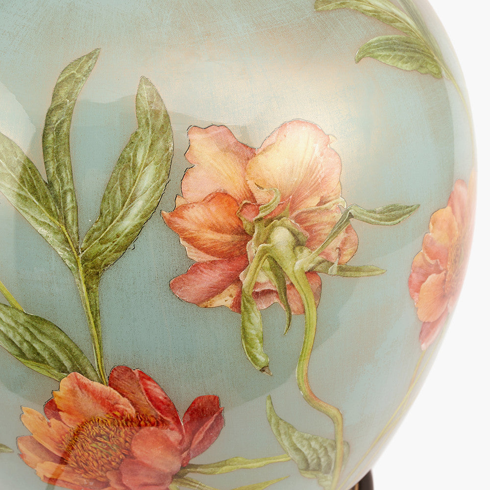 Coral Peony Large Glass Table Lamp