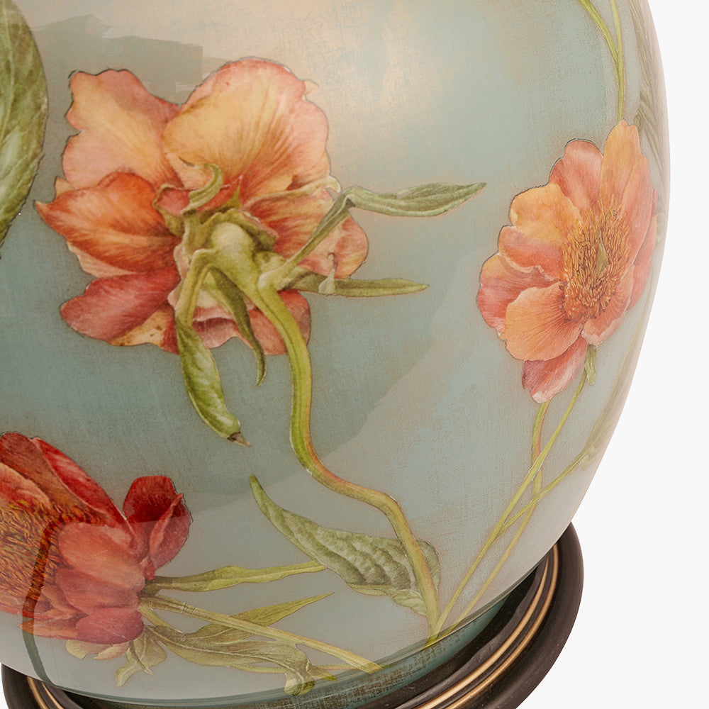 Coral Peony Large Glass Table Lamp