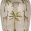 Safari Tall Glass Table Lamp Base with Milos 40cm Natural Linen Tapered Lampshade