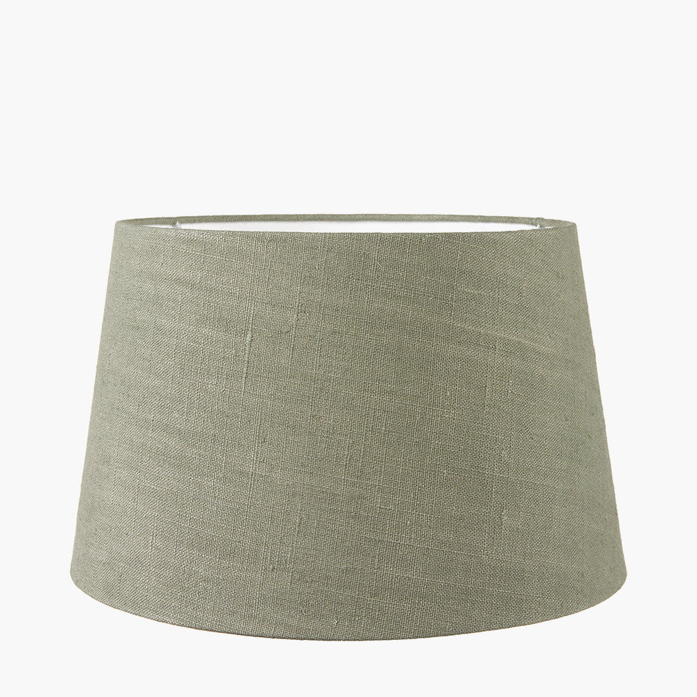 Safari Tall Glass Table Lamp Base with Milos 40cm Pistachio Green Linen Tapered Lampshade