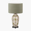 Safari Tall Glass Table Lamp Base with Edward 40cm Pistachio Green Linen Cylinder Lampshade