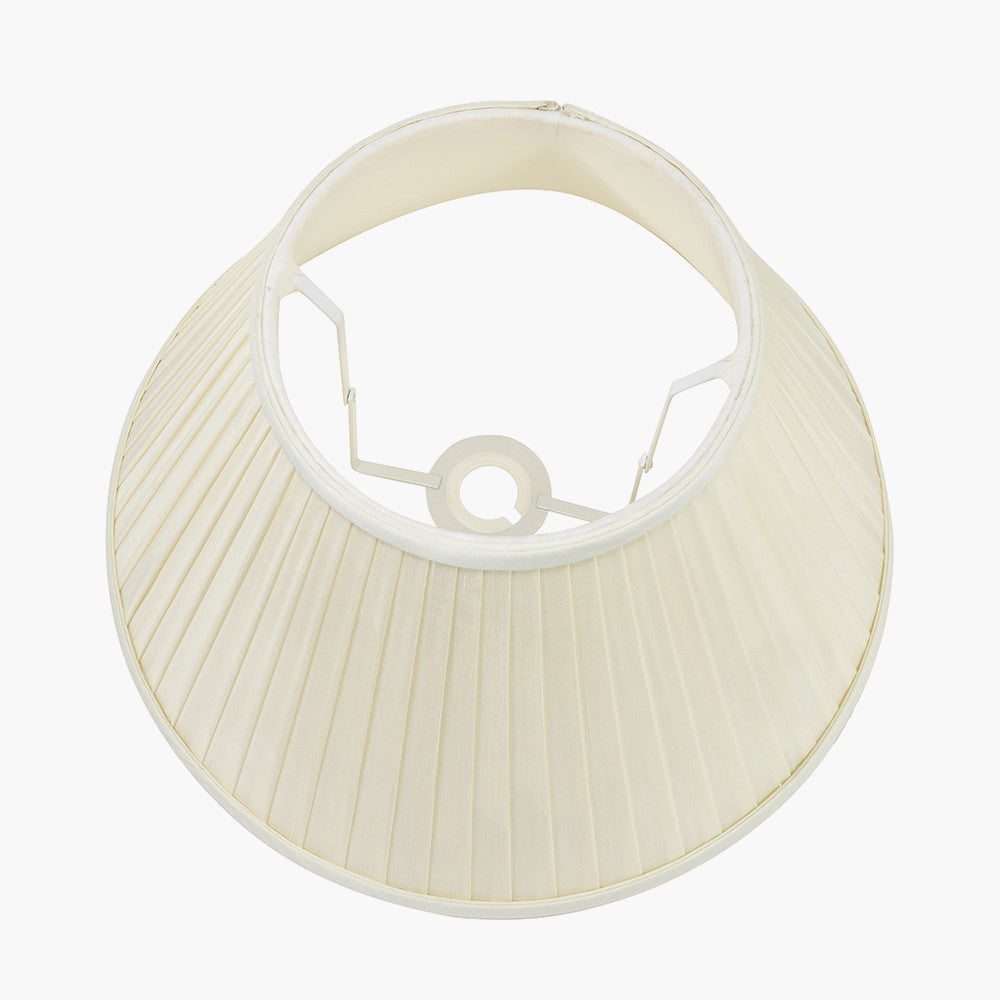 Safari Tall Glass Table Lamp Base with Bacall 45cm Almond Silk Knife Pleat Empire Lampshade