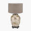 Safari Medium Glass Table Lamp Base with Edward 35cm Natural Linen Cylinder Lampshade