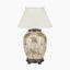 Safari Medium Glass Table Lamp Base with Bacall 40cm Almond Silk Knife Pleat Empire Lampshade