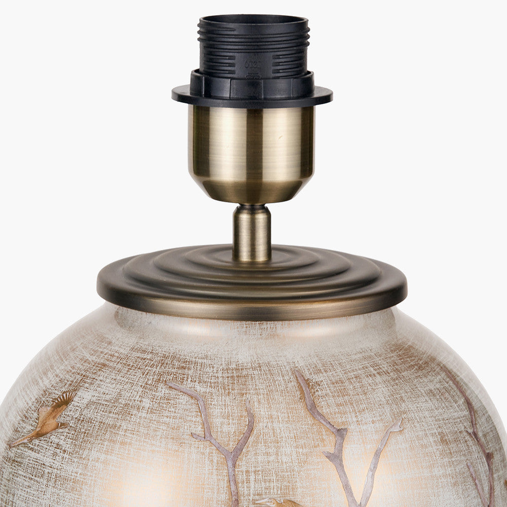 Deer Medium Glass Table Lamp Base with Lyndon 35cm Ivory Silk Mix Knife Pleat Tapered Lampshade