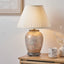 Deer Medium Glass Table Lamp Base with Bacall 35cm Almond Silk Knife Pleat Empire Lampshade