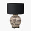 Guinea Fowl Large Glass Table Lamp Base with Harry 40cm Black Cotton Mix Cylinder Lampshade