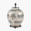 Guinea Fowl Large Glass Table Lamp Base with Henry 40cm Taupe Handloom Cylinder Lampshade
