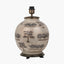 Guinea Fowl Large Glass Table Lamp Base with Henry 40cm Tobacco Handloom Cylinder Lampshade