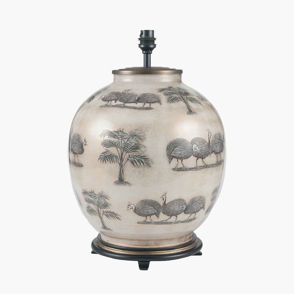 Guinea Fowl Large Glass Table Lamp