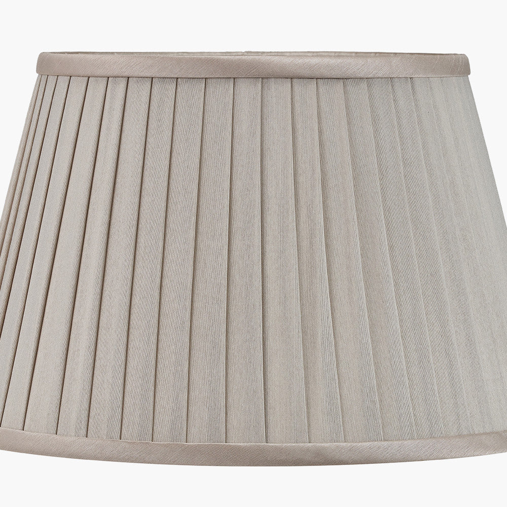 Honeysuckle Medium Glass Table Lamp Base with Lyndon 35cm Taupe Silk Mix Knife Pleat Tapered Lampshade