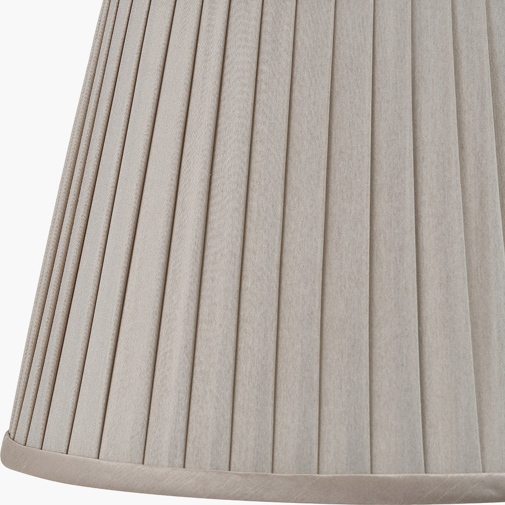 Honeysuckle Medium Glass Table Lamp Base with Lyndon 35cm Taupe Silk Mix Knife Pleat Tapered Lampshade