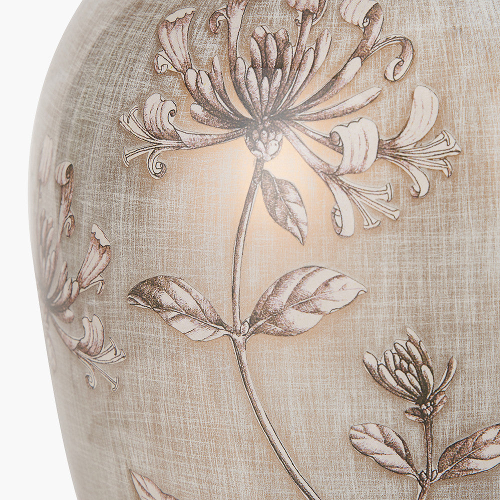 Honeysuckle Medium Glass Table Lamp Base with Henry 35cm White Handloom Cylinder Lampshade