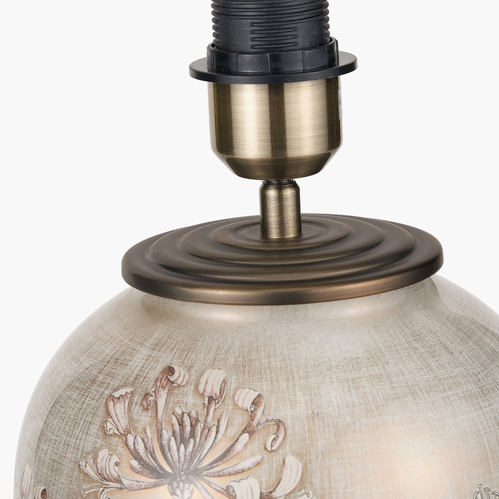 Honeysuckle Medium Glass Table Lamp Base with Milos 35cm Natural Linen Tapered Lampshade
